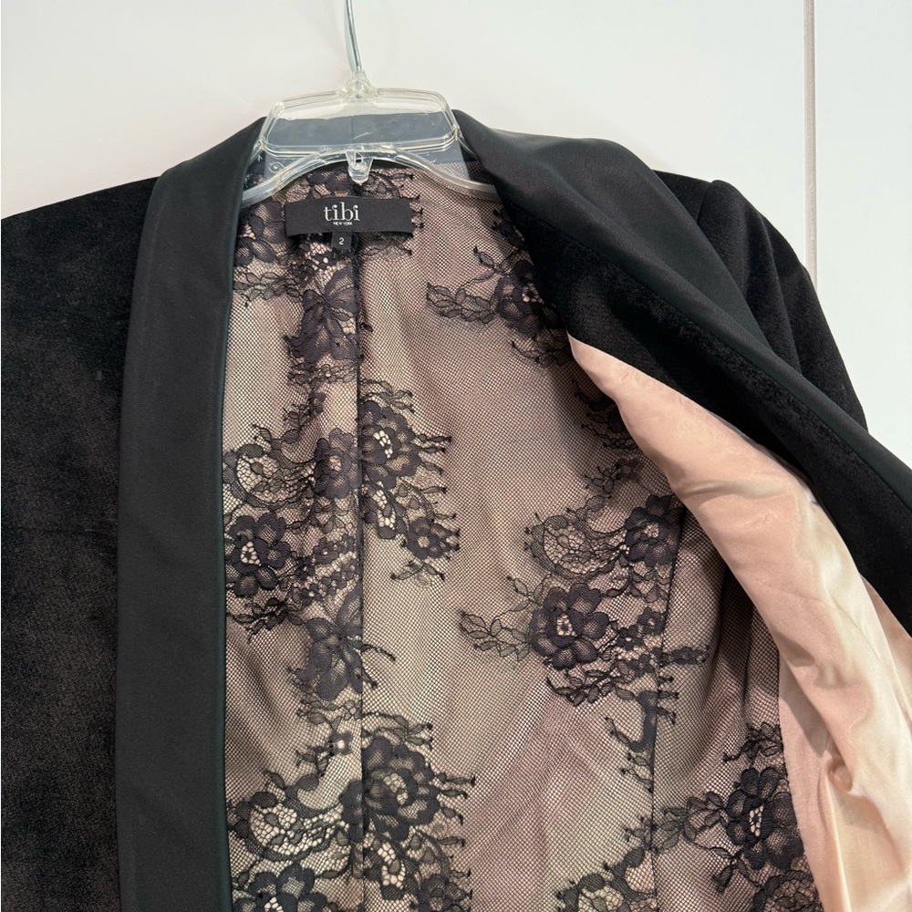 Tibi Black Velvet Blazer with Satin Lapel - Picture 6 of 8